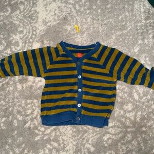 Striped Blue and Green Kids Cardigan- European Boutique TEN terry cloth material